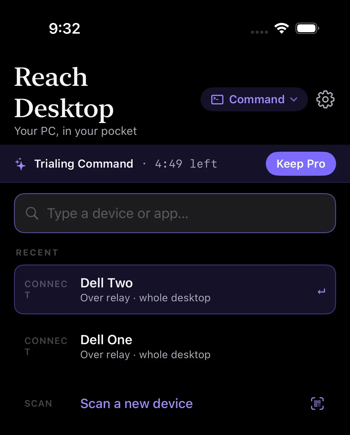 Reach Desktop app interface